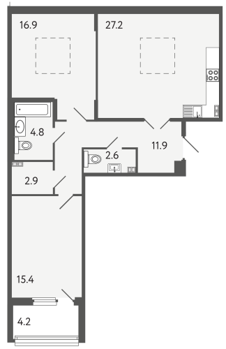 2-комнатная квартира, 81.7 м²; этаж: 4 - купить в Санкт-Петербурге