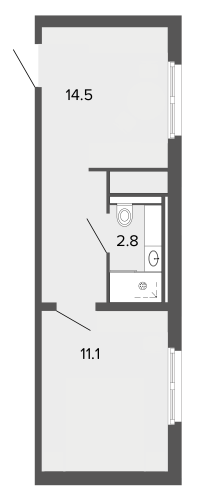 1-комнатная квартира, 28.2 м²; этаж: 2 - купить в Санкт-Петербурге