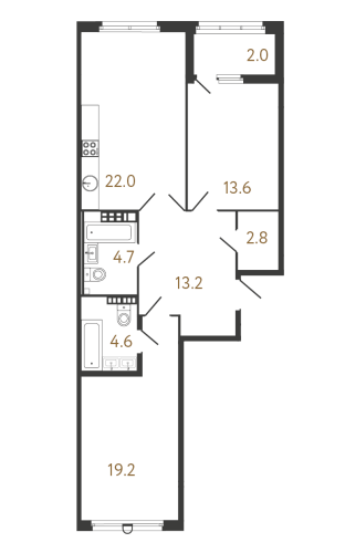 2-комнатная квартира, 80.1 м²; этаж: 7 - купить в Санкт-Петербурге