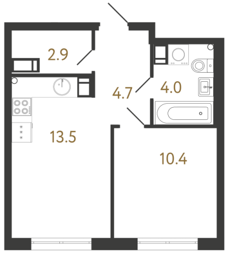 1-комнатная квартира, 35.5 м²; этаж: 4 - купить в Санкт-Петербурге