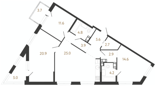 3-комнатная квартира, 96.2 м²; этаж: 7 - купить в Санкт-Петербурге