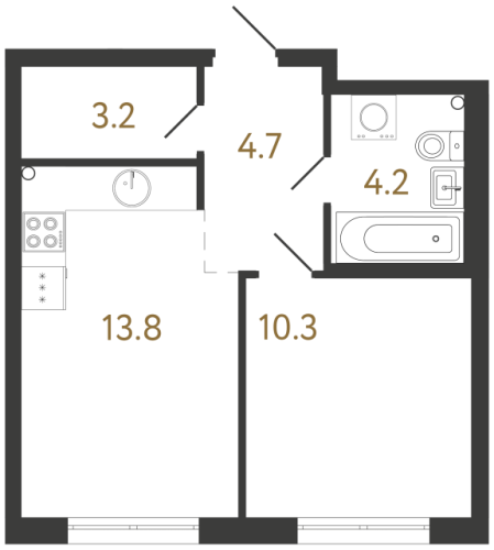 1-комнатная квартира, 36.3 м²; этаж: 2 - купить в Санкт-Петербурге