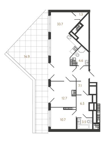 2-комнатная квартира, 80.1 м²; этаж: 9 - купить в Санкт-Петербурге