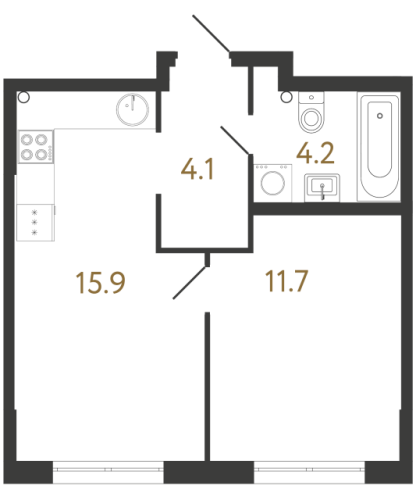 1-комнатная квартира, 35.9 м²; этаж: 2 - купить в Санкт-Петербурге