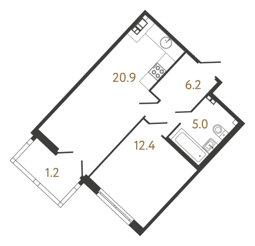 1-комнатная квартира, 44.5 м²; этаж: 4 - купить в Санкт-Петербурге