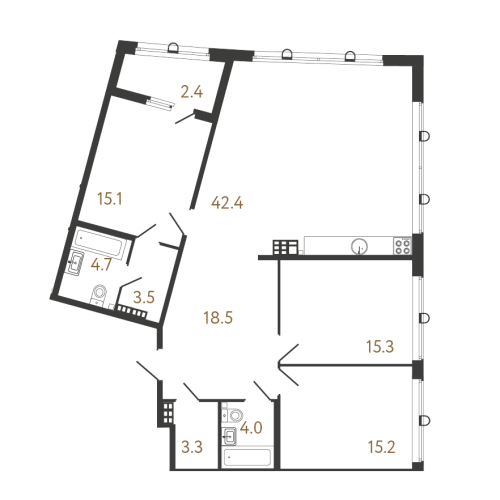 3-комнатная квартира, 122 м²; этаж: 7 - купить в Санкт-Петербурге