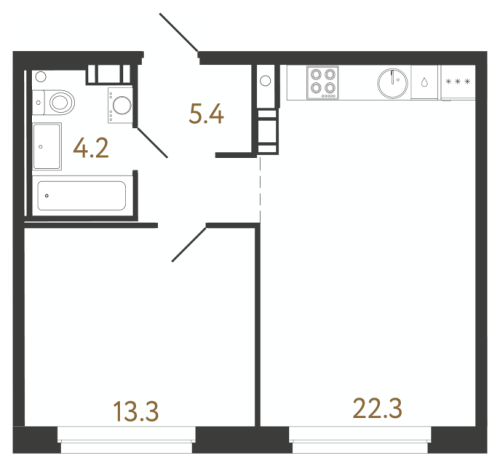1-комнатная квартира, 45.2 м²; этаж: 7 - купить в Санкт-Петербурге