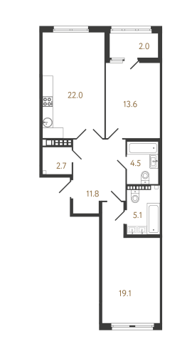 2-комнатная квартира, 78.8 м²; этаж: 9 - купить в Санкт-Петербурге