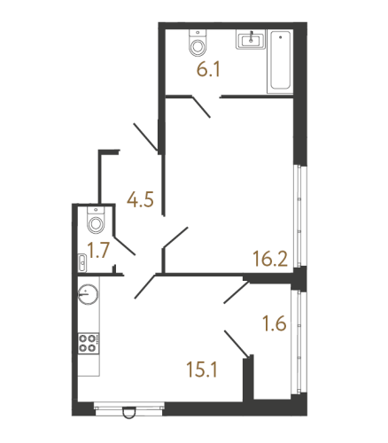 1-комнатная квартира, 43.2 м²; этаж: 7 - купить в Санкт-Петербурге