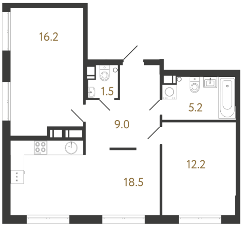 2-комнатная квартира, 62.6 м²; этаж: 6 - купить в Санкт-Петербурге