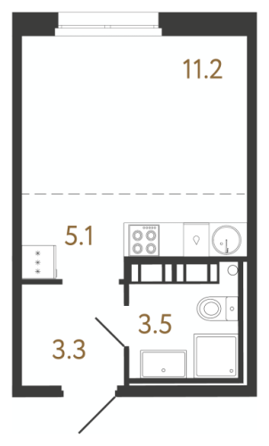 1-комнатная квартира, 23.1 м²; этаж: 7 - купить в Санкт-Петербурге