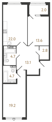 2-комнатная квартира, 80.1 м²; этаж: 6 - купить в Санкт-Петербурге