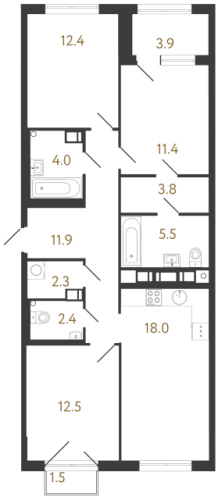 3-комнатная квартира, 84.2 м²; этаж: 5 - купить в Санкт-Петербурге