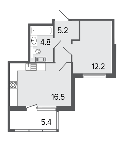 1-комнатная квартира №26 в: СОЗИДАТЕЛИ: 39 м²; этаж: 4 - купить в Санкт-Петербурге