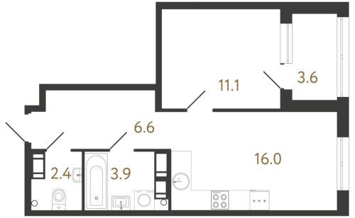 1-комнатная квартира, 40 м²; этаж: 3 - купить в Санкт-Петербурге