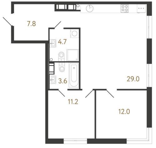 2-комнатная квартира, 68.3 м²; этаж: 21 - купить в Санкт-Петербурге