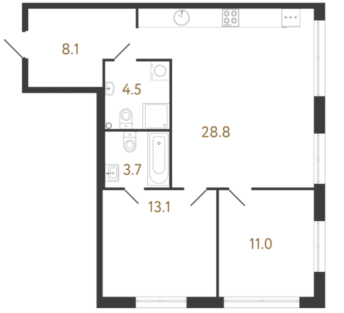 2-комнатная квартира, 69.2 м²; этаж: 2 - купить в Санкт-Петербурге