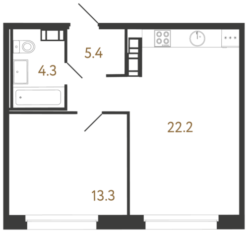 1-комнатная квартира, 45.2 м²; этаж: 2 - купить в Санкт-Петербурге