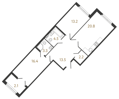 2-комнатная квартира, 73.9 м²; этаж: 5 - купить в Санкт-Петербурге