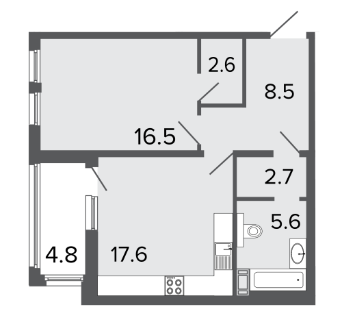 1-комнатная квартира, 53.5 м²; этаж: 8 - купить в Санкт-Петербурге
