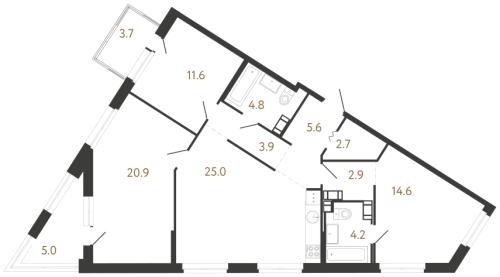 3-комнатная квартира, 96.2 м²; этаж: 5 - купить в Санкт-Петербурге