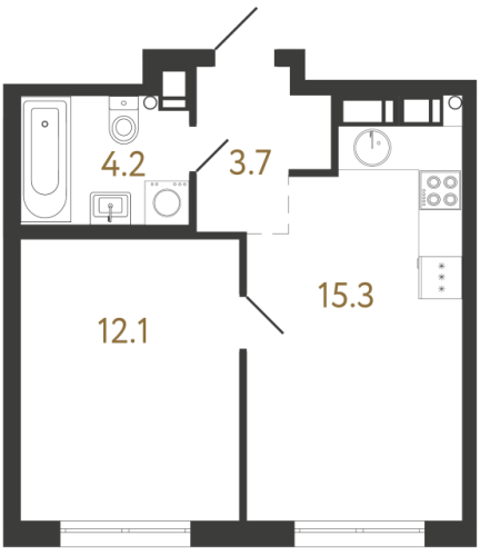 1-комнатная квартира, 35.1 м²; этаж: 14 - купить в Санкт-Петербурге