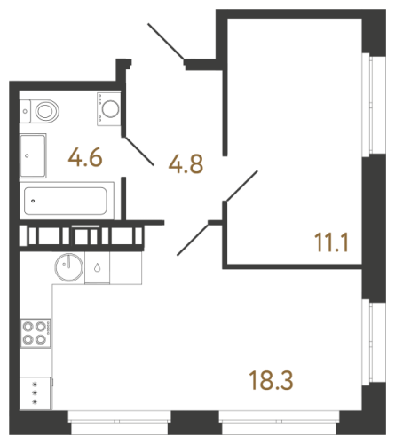 1-комнатная квартира, 38.8 м²; этаж: 4 - купить в Санкт-Петербурге