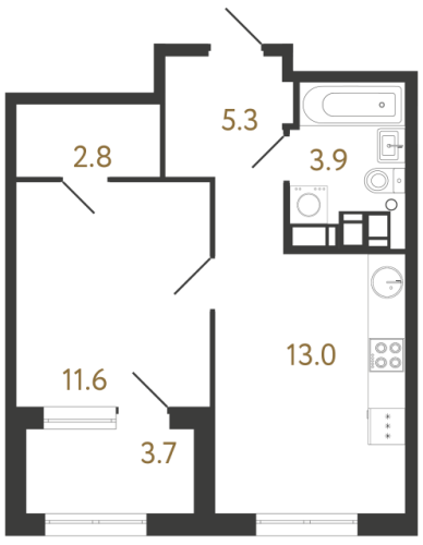 1-комнатная квартира, 36.6 м²; этаж: 21 - купить в Санкт-Петербурге