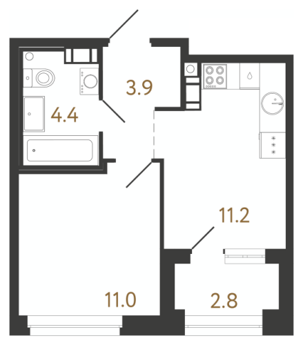 1-комнатная квартира, 30.5 м²; этаж: 8 - купить в Санкт-Петербурге