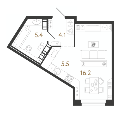 1-комнатная квартира, 31.2 м²; этаж: 6 - купить в Санкт-Петербурге