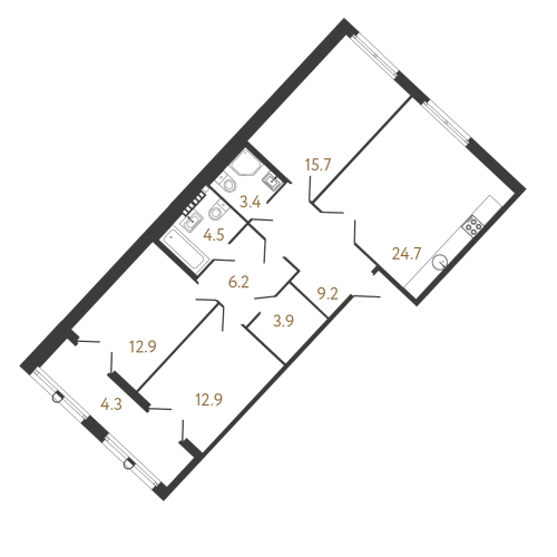 3-комнатная квартира, 93.4 м²; этаж: 7 - купить в Санкт-Петербурге
