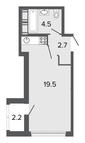 1-комнатная квартира, 26.4 м²; этаж: 19 - купить в Санкт-Петербурге