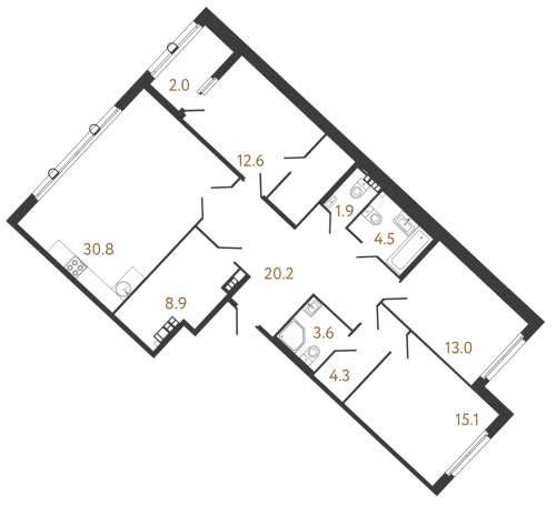 3-комнатная квартира, 119.8 м²; этаж: 6 - купить в Санкт-Петербурге