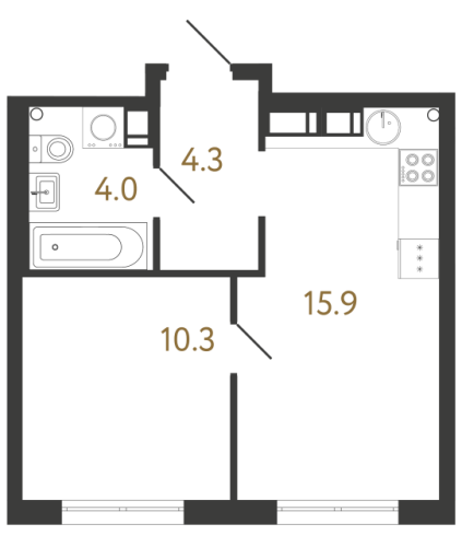 1-комнатная квартира, 34.5 м²; этаж: 4 - купить в Санкт-Петербурге