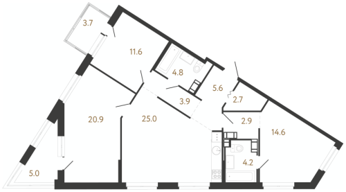 3-комнатная квартира, 96.2 м²; этаж: 8 - купить в Санкт-Петербурге