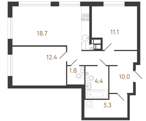 2-комнатная квартира, 63.7 м²; этаж: 2 - купить в Санкт-Петербурге