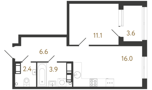 1-комнатная квартира, 40 м²; этаж: 19 - купить в Санкт-Петербурге