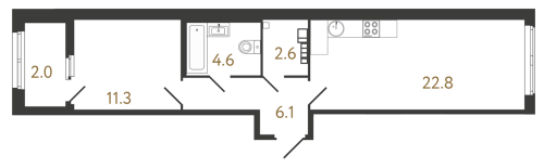1-комнатная квартира, 47.4 м²; этаж: 5 - купить в Санкт-Петербурге