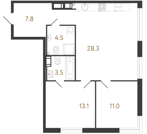 2-комнатная квартира, 68.2 м²; этаж: 21 - купить в Санкт-Петербурге