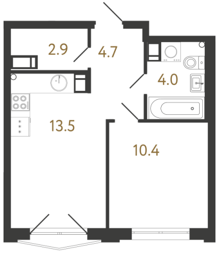 1-комнатная квартира, 35.5 м²; этаж: 11 - купить в Санкт-Петербурге