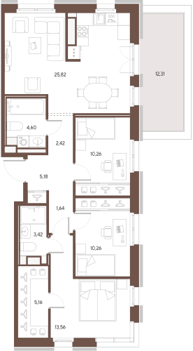 3-комнатная квартира, 82.32 м²; этаж: 9 - купить в Санкт-Петербурге