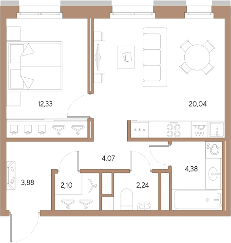 1-комнатная квартира, 49.04 м²; этаж: 3 - купить в Санкт-Петербурге