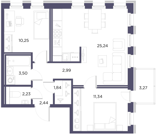 2-комнатная квартира, 59.15 м²; этаж: 8 - купить в Санкт-Петербурге
