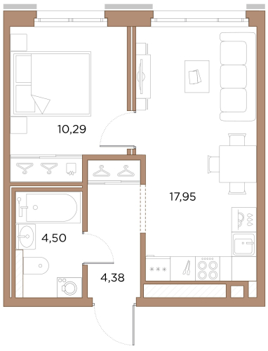 1-комнатная квартира, 36.08 м²; этаж: 8 - купить в Санкт-Петербурге