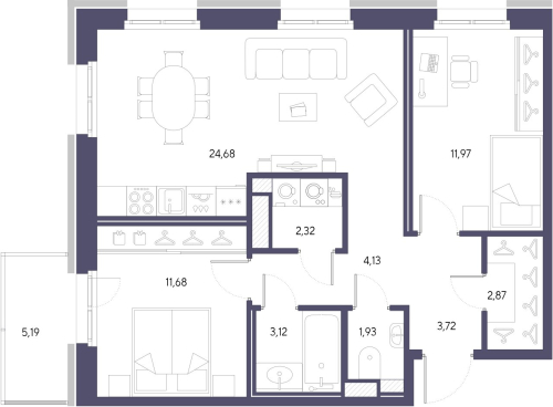 2-комнатная квартира, 66.42 м²; этаж: 4 - купить в Санкт-Петербурге