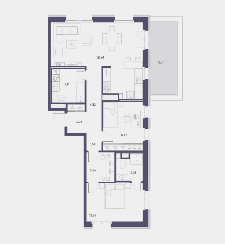 2-комнатная квартира, 86.27 м²; этаж: 9 - купить в Санкт-Петербурге