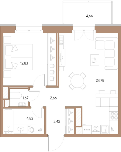 1-комнатная квартира, 50.15 м²; этаж: 8 - купить в Санкт-Петербурге