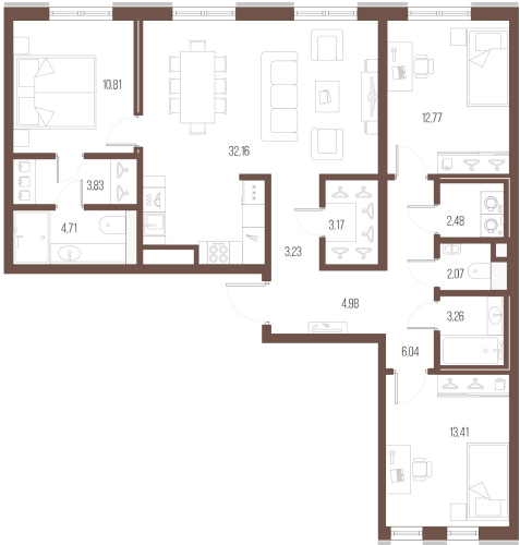 3-комнатная квартира, 102 м²; этаж: 8 - купить в Санкт-Петербурге