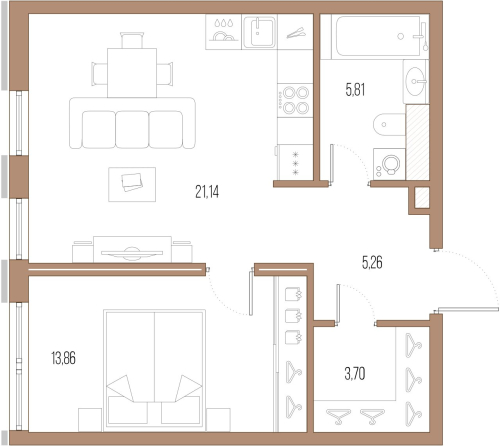 1-комнатная квартира, 48.8 м²; этаж: 5 - купить в Санкт-Петербурге