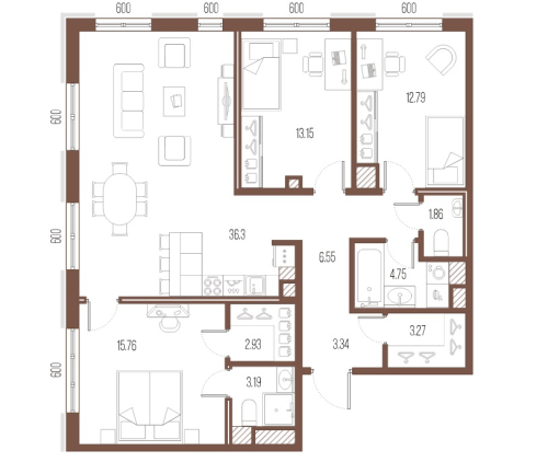 3-комнатная квартира, 104 м²; этаж: 7 - купить в Санкт-Петербурге